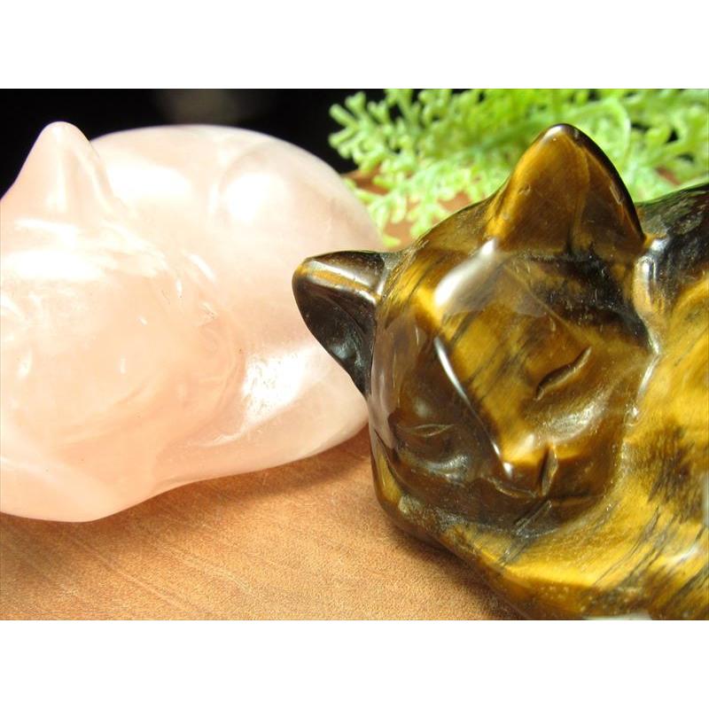 選べる4種 眠り猫 天然石置物 重さ70g-80g前後 癒しの眠り猫 愛おしい
