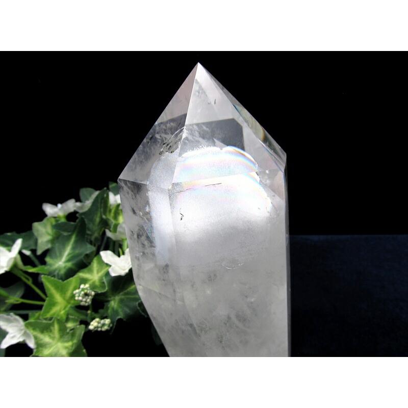 超透明　ファントム　虹入り水晶ポイント 虹入り 立体ホワイトファントム 水晶 ポイント 高さ約137mm 重さ870g