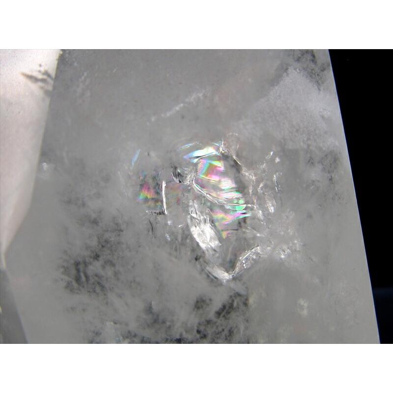 虹入り 立体ホワイトファントム 水晶 ポイント 高さ約137mm 重さ870g 透明感抜群 浄化 インテリア 一点もの ブラジル産 パワーストーン 天然石の画像