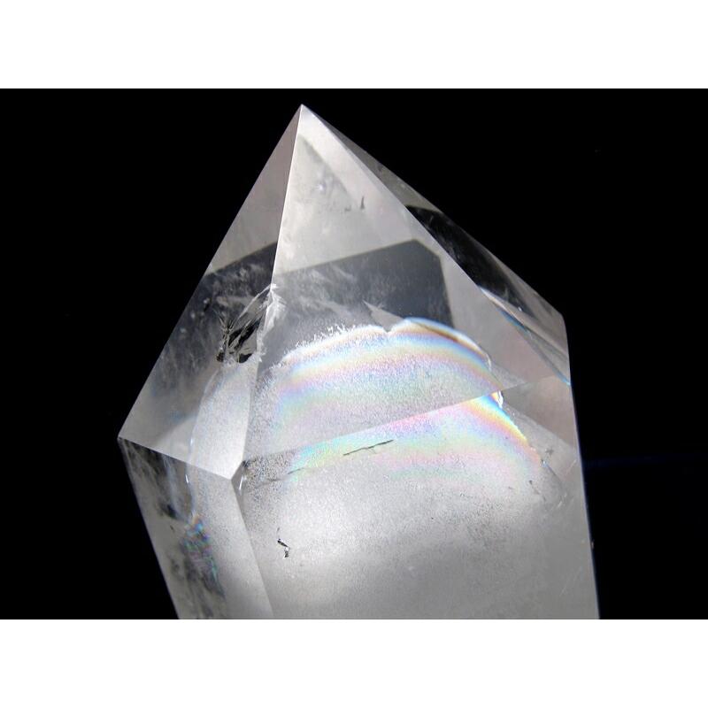 虹入り 立体ホワイトファントム 水晶 ポイント 高さ約137mm 重さ870g