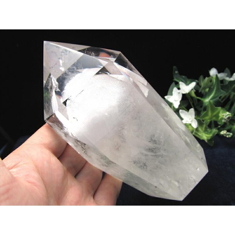 虹入り 立体ホワイトファントム 水晶 ポイント 高さ約137mm 重さ870g