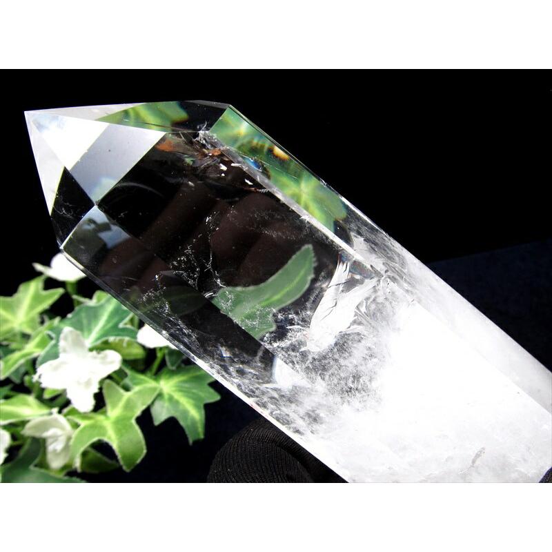 送料込+虹入り 透明水晶 ポイント 六角柱 高さ182mm 重さ533.5