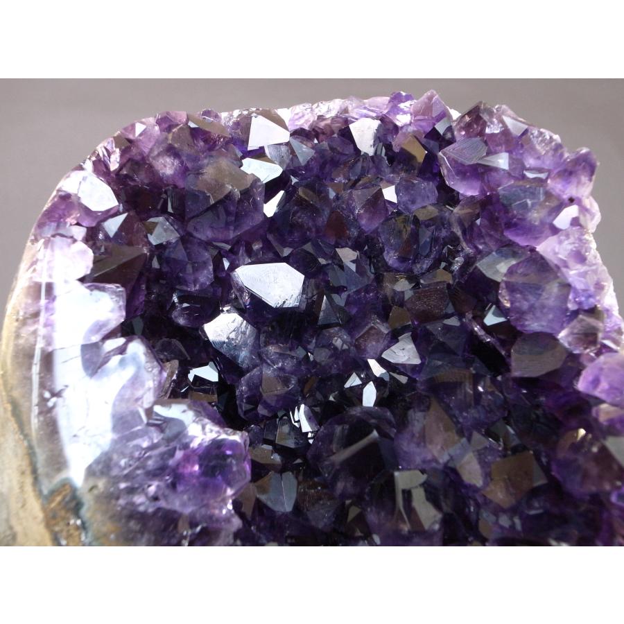 S級 深く透き通るパープル アメジスト クラスター 専用台座付 高さ