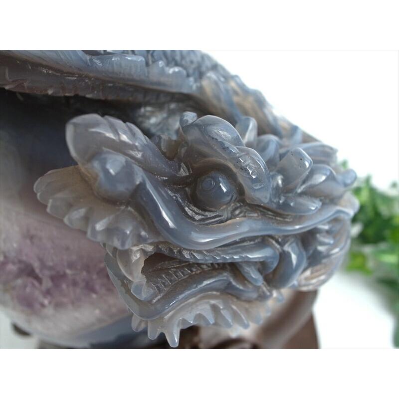 至高の龍神彫刻 笑口瑪瑙 玉持ち龍神 龍彫刻置物 重さ6948g 高さ280mm
