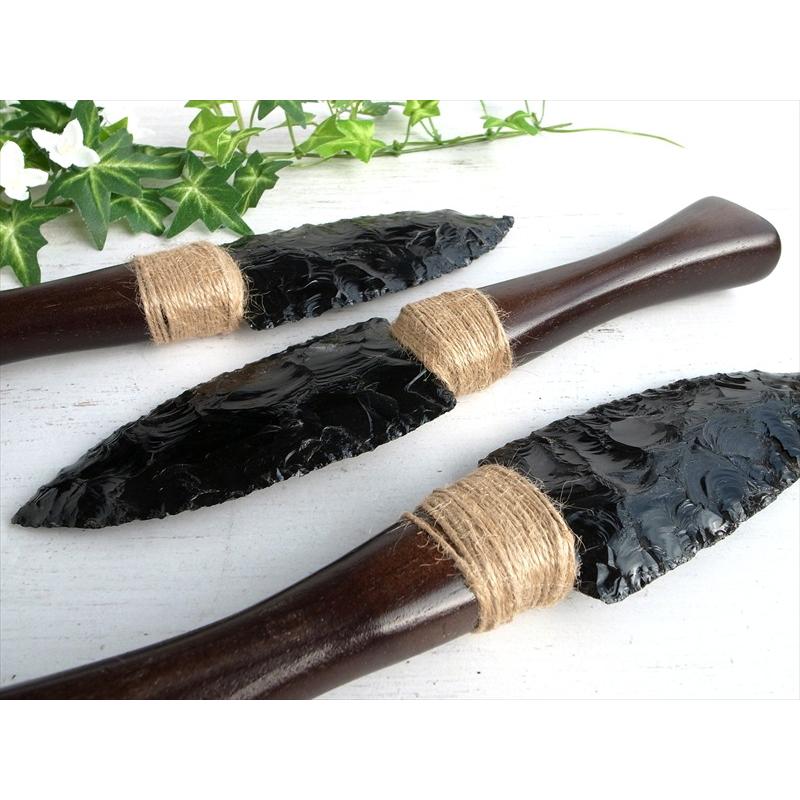 黒曜石の守護刀 オブシディアン 尖頭器型 ナイフ 長さ約26cm 重さ約