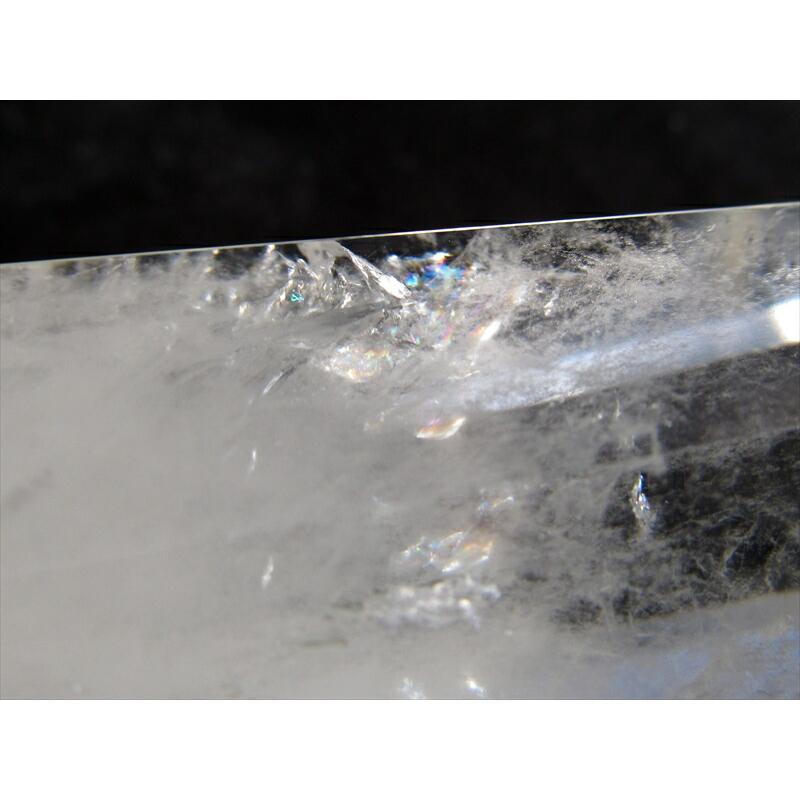 虹入り エンジェルラダー入り 水晶ポイント 六角柱 専用木製台座付