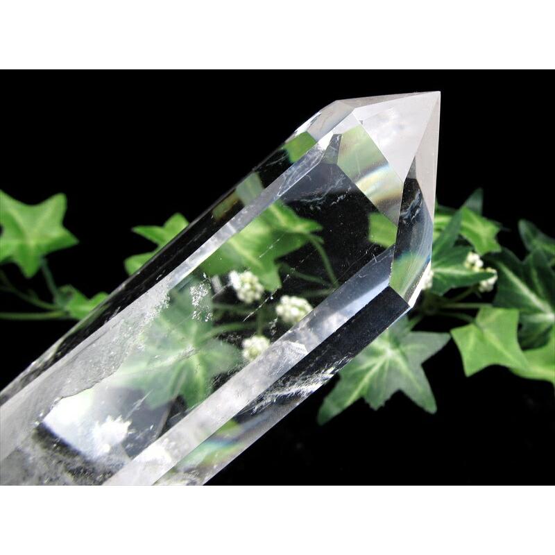 透明水晶 ポイント 専用木製台座付 高さ194mm 重さ367g 極上超透明