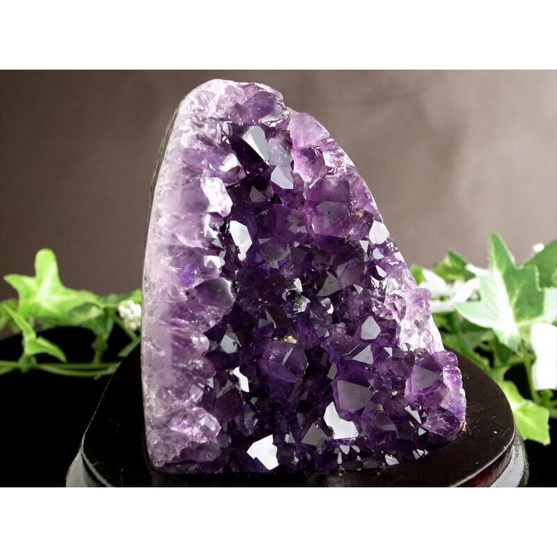 濃い紫 5A アメジスト クラスター スタンドタイプ 高さ100mm 重さ385g
