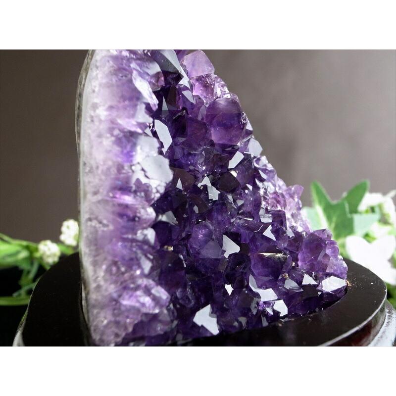濃い紫 5A アメジスト クラスター スタンドタイプ 高さ100mm 重さ385g