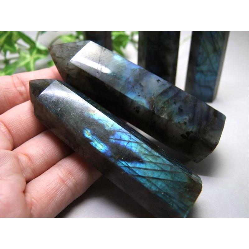 ラブラドライト ポイント 六角柱 重さ 100g-120g 1個売り ブルーや