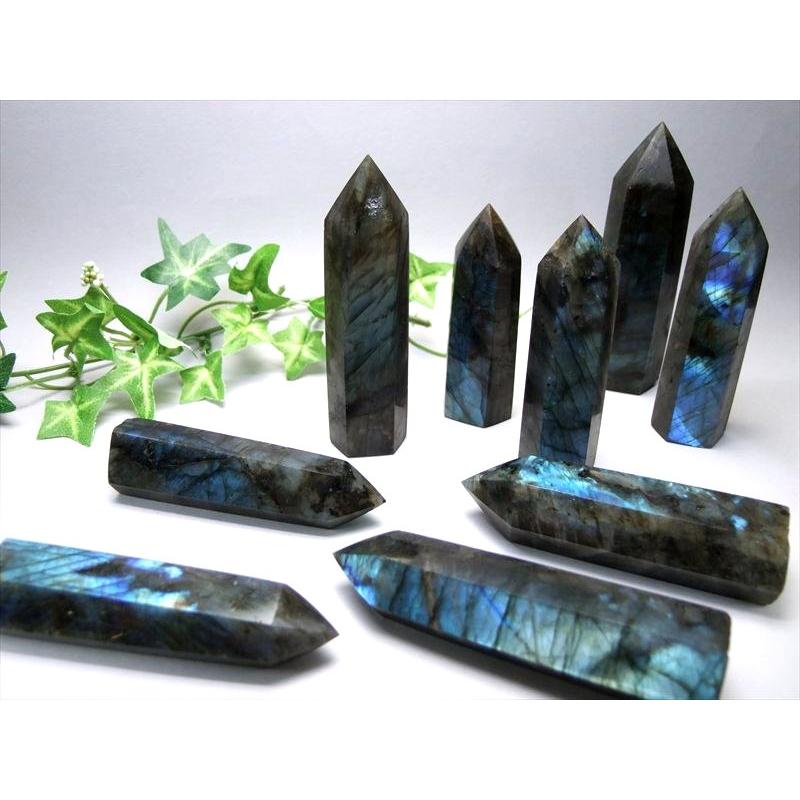 ラブラドライト ポイント 六角柱 重さ 100g-120g 1個売り ブルーや