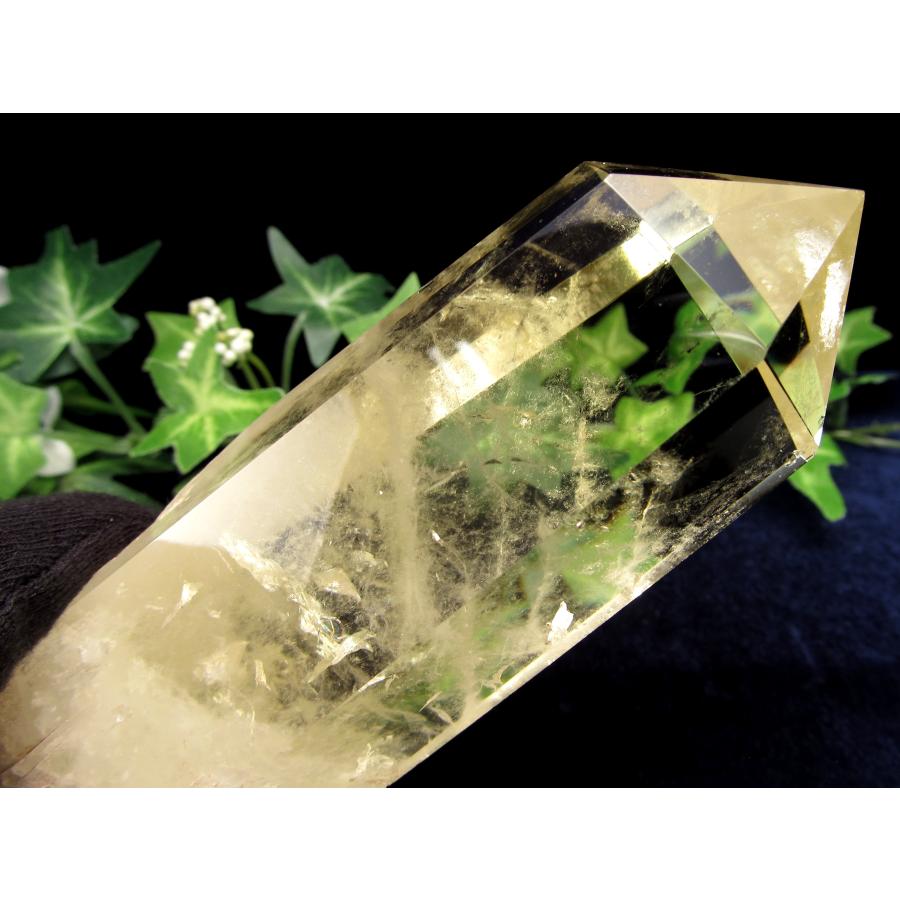 4A シトリン ポイント 六角柱 台座付 高さ約171mm 重さ429g 透明