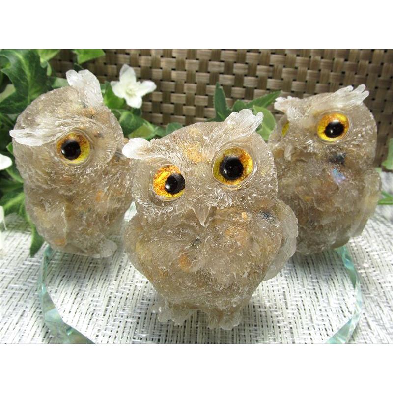 NEW天然石追加 選べる7種類 天然石サザレ入り フクロウ型 オルゴナイト