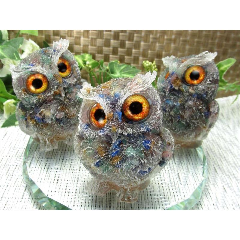 NEW天然石追加 選べる7種類 天然石サザレ入り フクロウ型 オルゴナイト