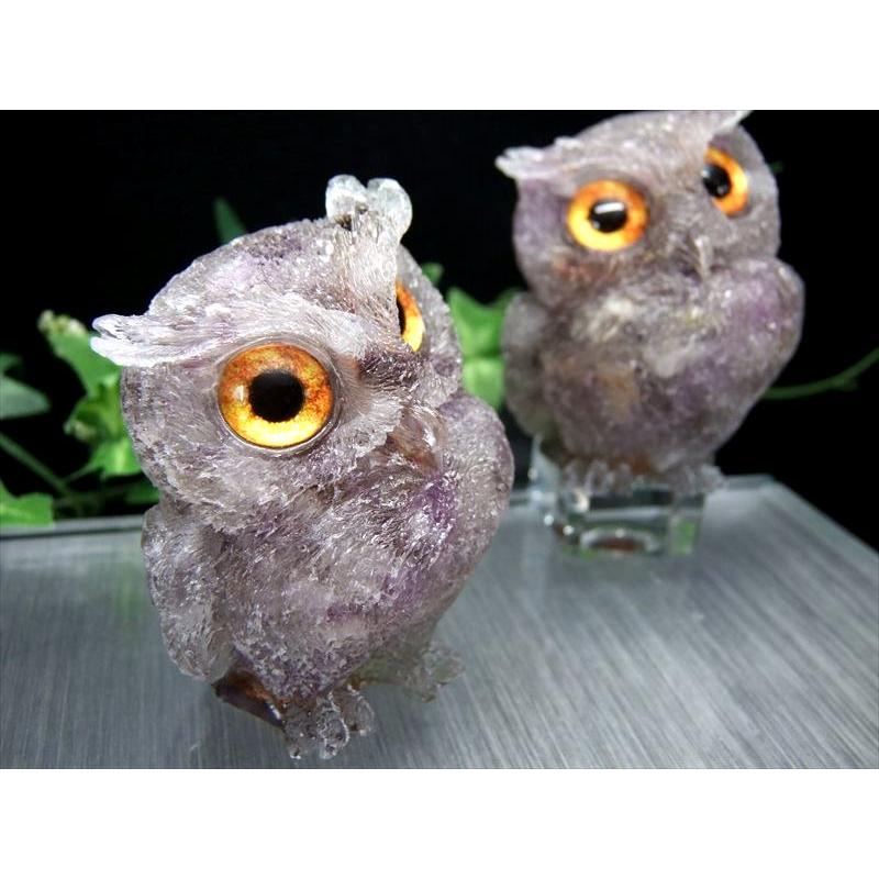 開運 スーパーセブンさざれ入り フクロウ型 オルゴナイト 重さ約90g