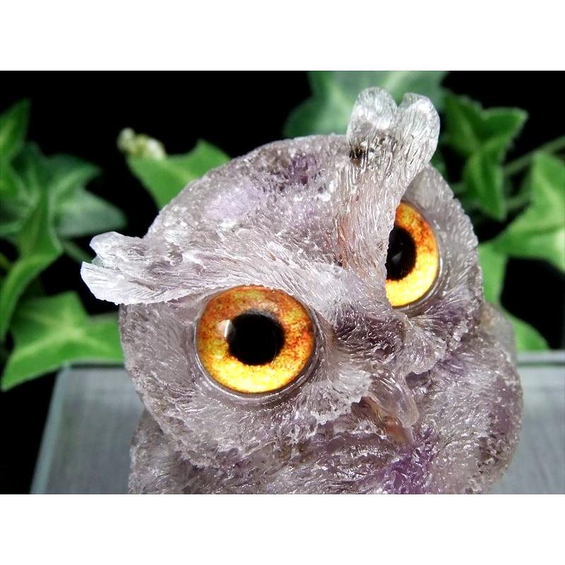 開運 スーパーセブンさざれ入り フクロウ型 オルゴナイト 重さ約90g