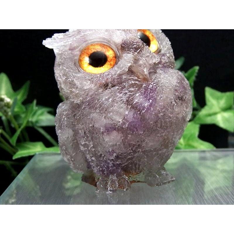 開運 スーパーセブンさざれ入り フクロウ型 オルゴナイト 重さ約90g
