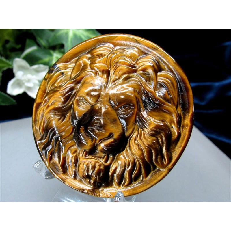 力強いシラー タイガーアイ ライオン 彫刻置物 1個売り 重さ約30g-50g