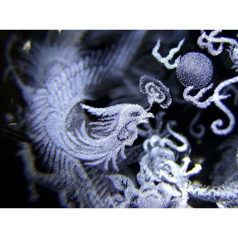 鳳凰と龍神 クリスタルガラス製 丸玉 直径約80mm レーザー彫刻 鳳凰
