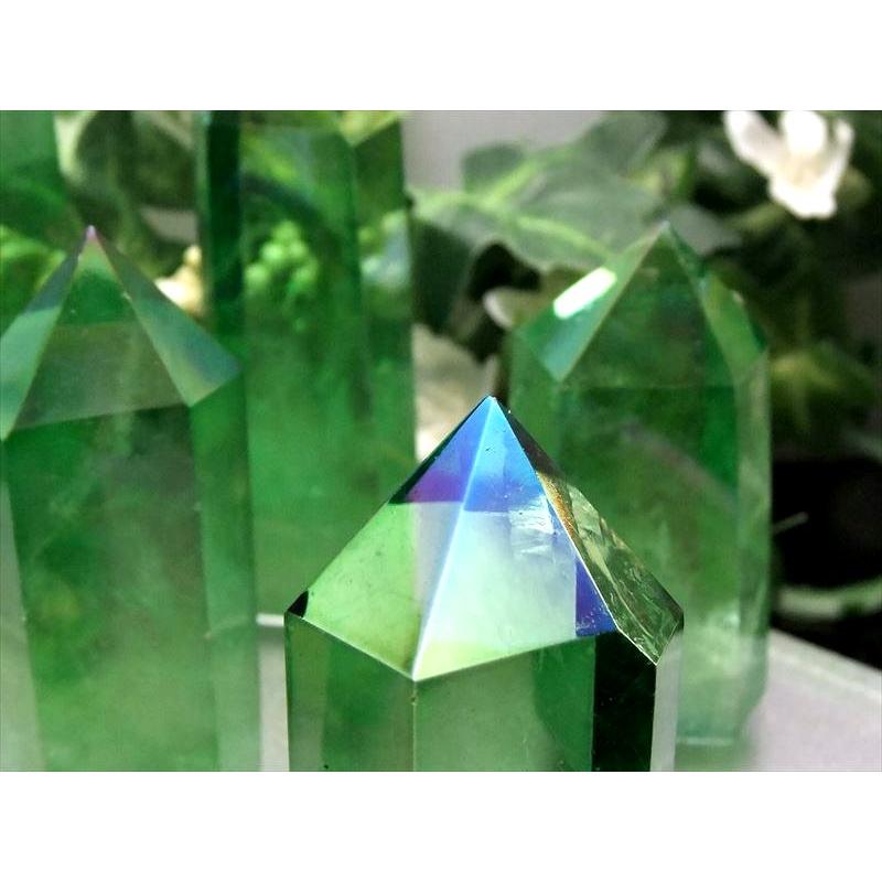 グリーン トロピカルオーラ 天然水晶ポイント(六角柱) 50g-60g 極上超