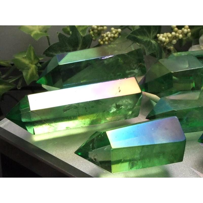グリーン トロピカルオーラ 天然水晶ポイント(六角柱) 50g-60g 極上超