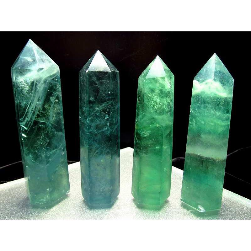 グリーン フローライトポイント3本 セットフェザー蛍石蛍光