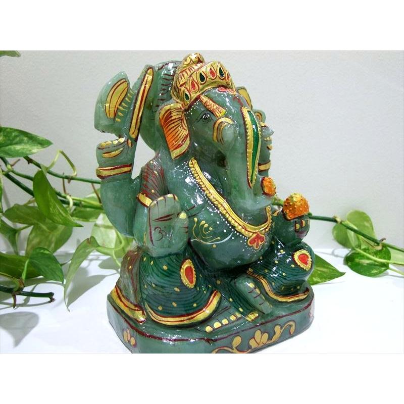 特大 インディアンアベンチュリン ガネーシャ彫り置物 重さ約2481g