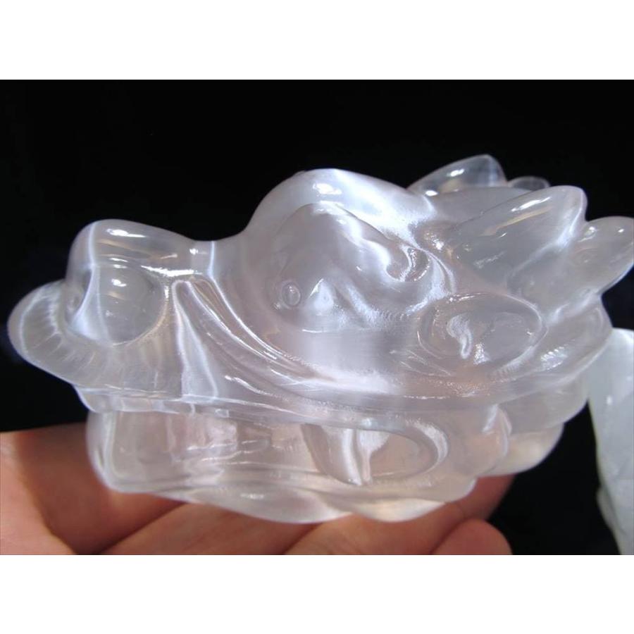龍頭 セレナイト 彫刻置物 全長約8cm-8.5cm ドラゴンヘッド 迫力満点 