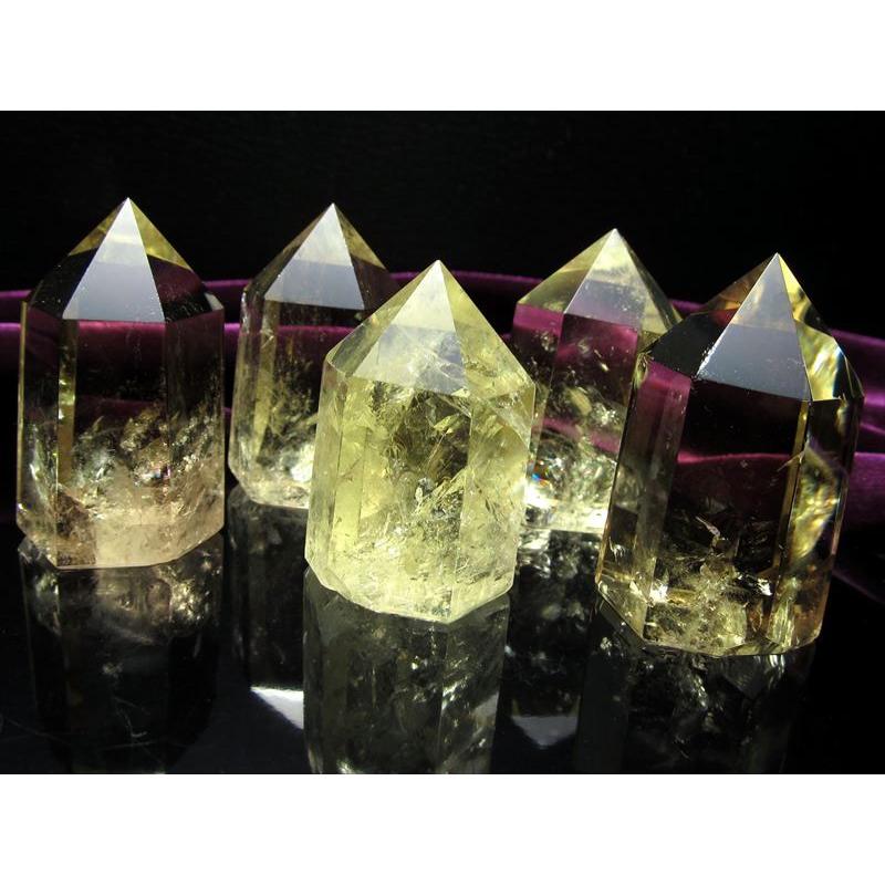 5A 超透明シトリン ポイント 重さ約20g-30g 六角柱 ポイント 黄水晶 