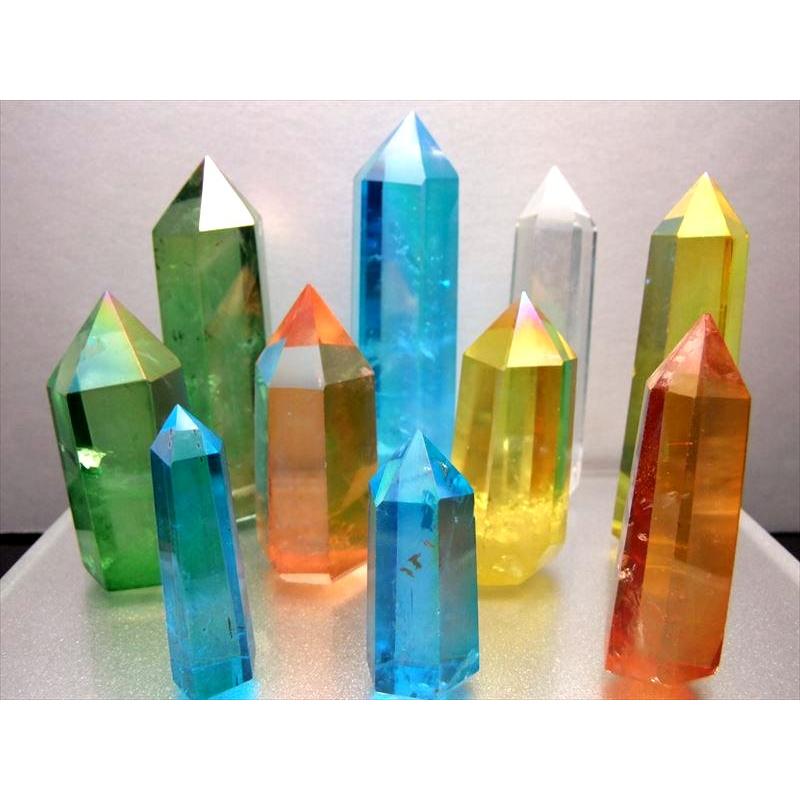 ブルーアクアオーラ 天然水晶ポイント(六角柱) 70g-80g 手ごろな