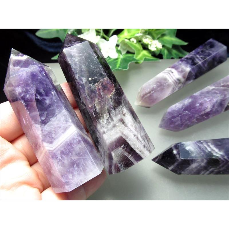 シェブロンアメジスト 六角柱 ポイント 重さ 60g-80g 神秘的な
