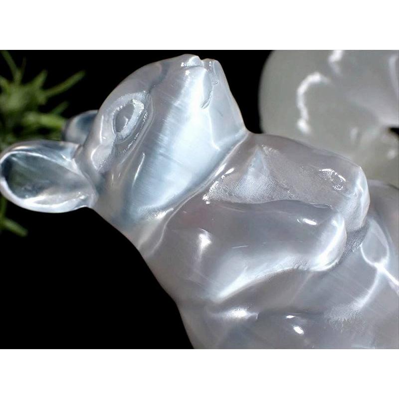 セレナイト(透石膏)兎(ウサギ)彫刻置物 長さ幅約9.5cm 1個売り 干支