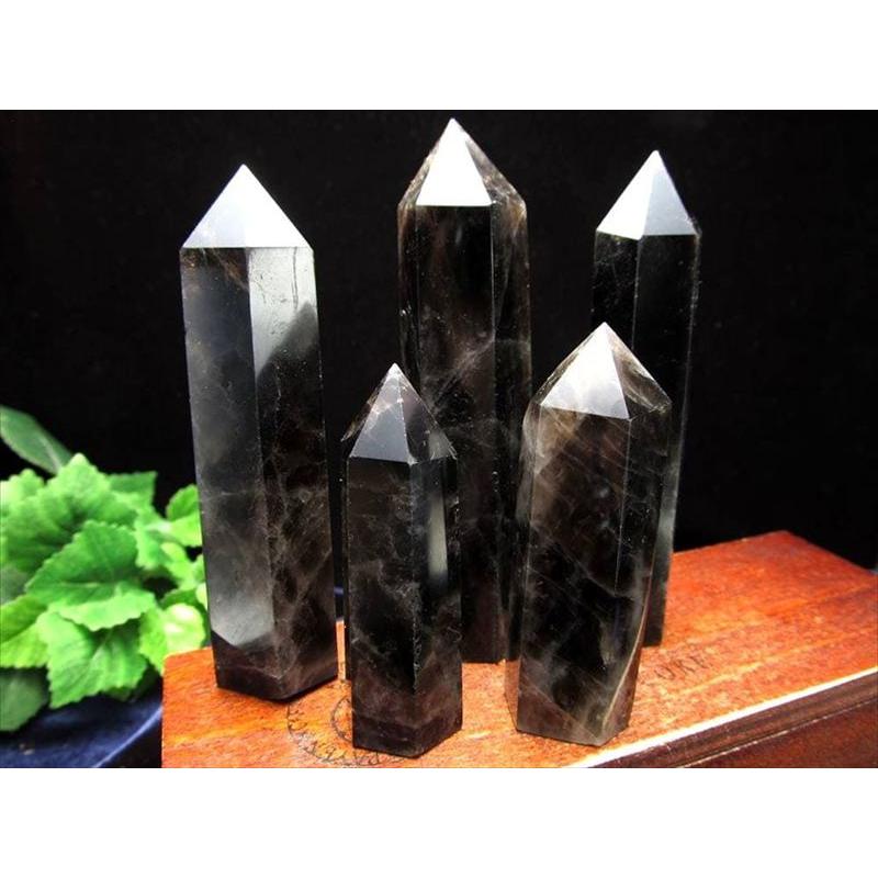 クンツァイト・ブラックトルマリン・パイライト共生ポイント太め タワー