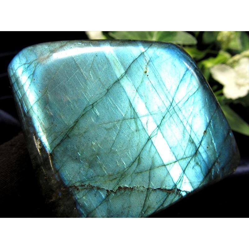 つやつやポリッシュストーン ラブラドライト 原石 磨き 置物 重さ約