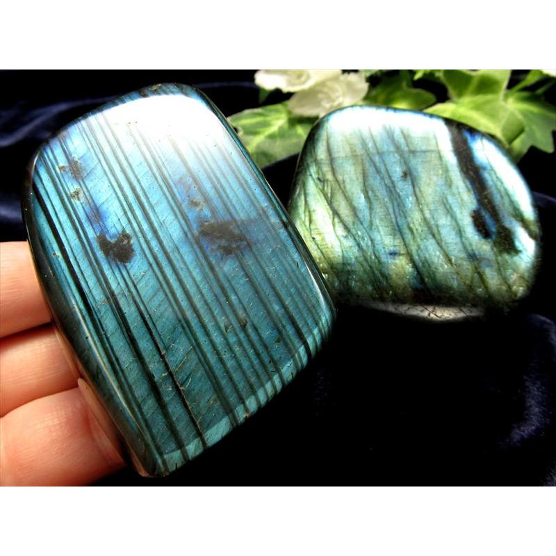 つやつやポリッシュストーン ラブラドライト 原石 磨き 置物 重さ約