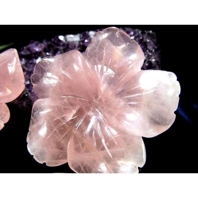 春の訪れ 桜モチーフ Mサイズ ローズクォーツ 紅石英 桜彫刻置物 最 