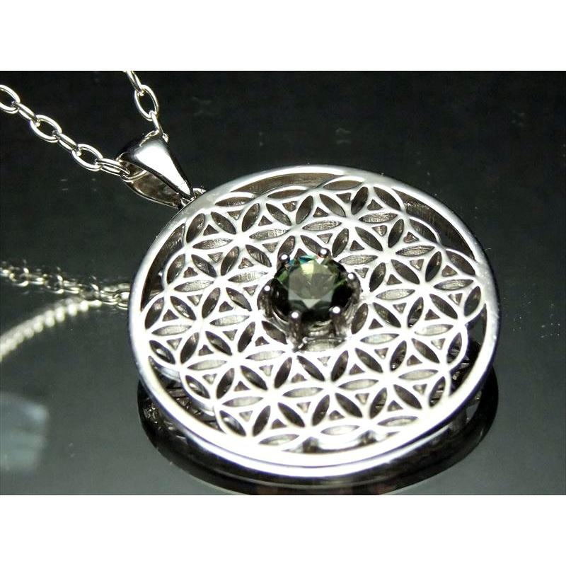 モルダバイト フラワーオブライフ ペンダントトップ 外径約32mm