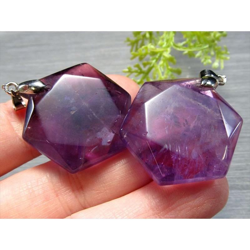 アメジスト 六芒星カット ペンダントトップ 石サイズ縦約28mm