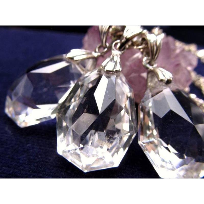 水晶 ネックレス キラキラカットペンダントトップ 石サイズ縦約20mm