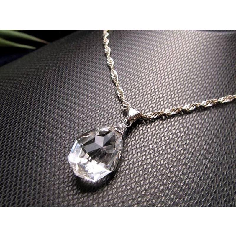 水晶 ネックレス キラキラカットペンダントトップ 石サイズ縦約20mm