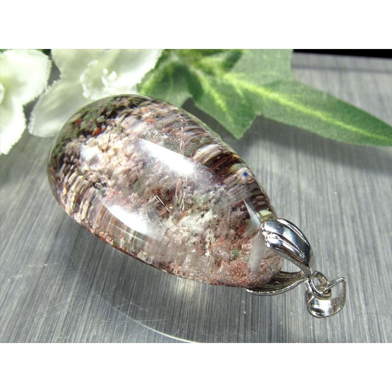 レア 虹入り庭園水晶 ルチルインガーデンクォーツsv925 ペンダント