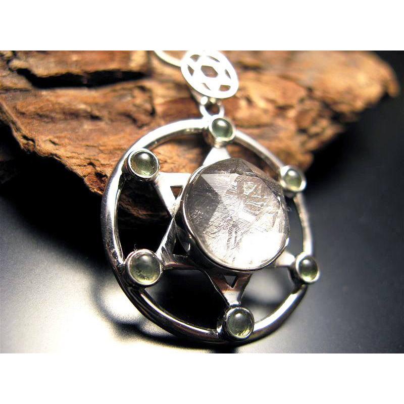 モルダバイト メテオライト ハーキマーダイヤモンド シルバー925 ペンダント メテオライト＆モルダバイト1石！ 星モチーフペンダントトップ24×24