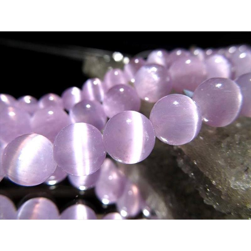 抜群のキャッツアイ効果 約8.5mm珠 ライラックピンクカラー キャッツ