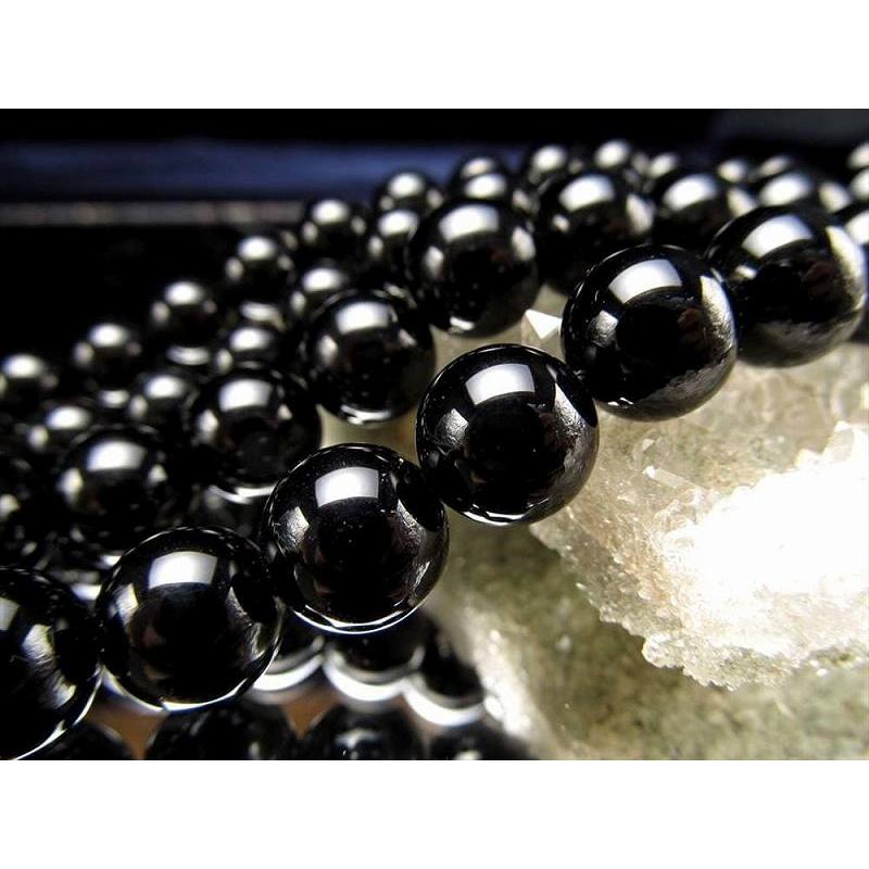 3A 12mm珠 モリオン 黒水晶 一連約38-40cm 言わずと知れた最強の魔除け・邪気払いの石 強力厄除けパワー 連売り ビーズ ☆極上多面カット！☆最強の魔除け・邪気払いの石☆天然チベットモリオン【黒水晶】☆AAAA黒水晶ミラーボールカットブレスレット☆【チベット産】