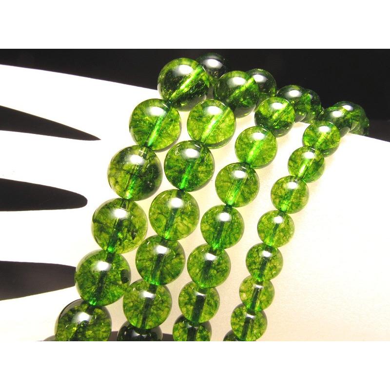 2A 10mm-10.5mm珠 オリーブグリーン クォーツ 一連 約38-40cm 透明