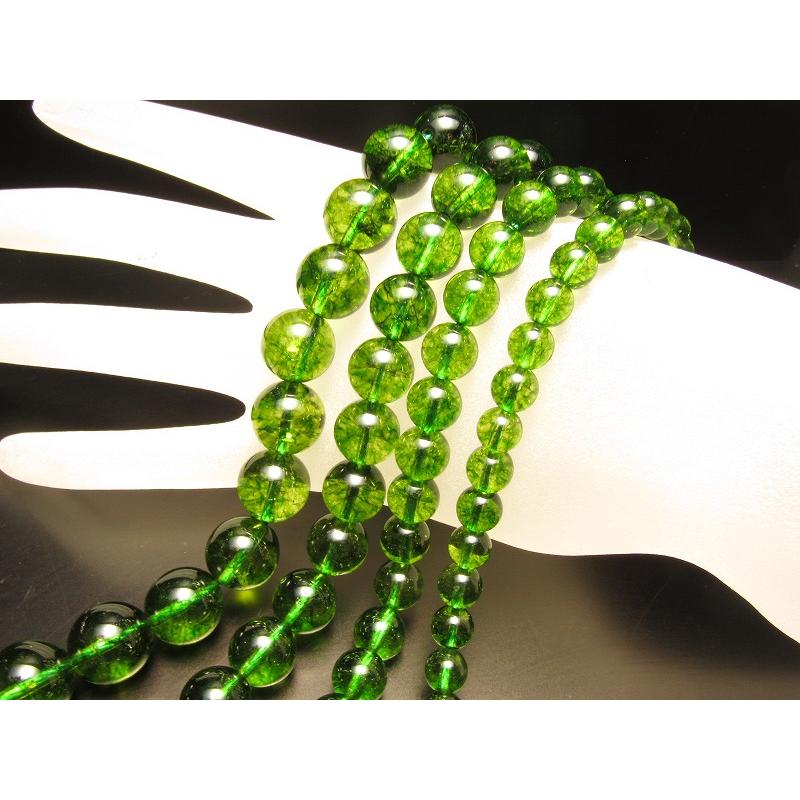 2A 10mm-10.5mm珠 オリーブグリーン クォーツ 一連 約38-40cm 透明