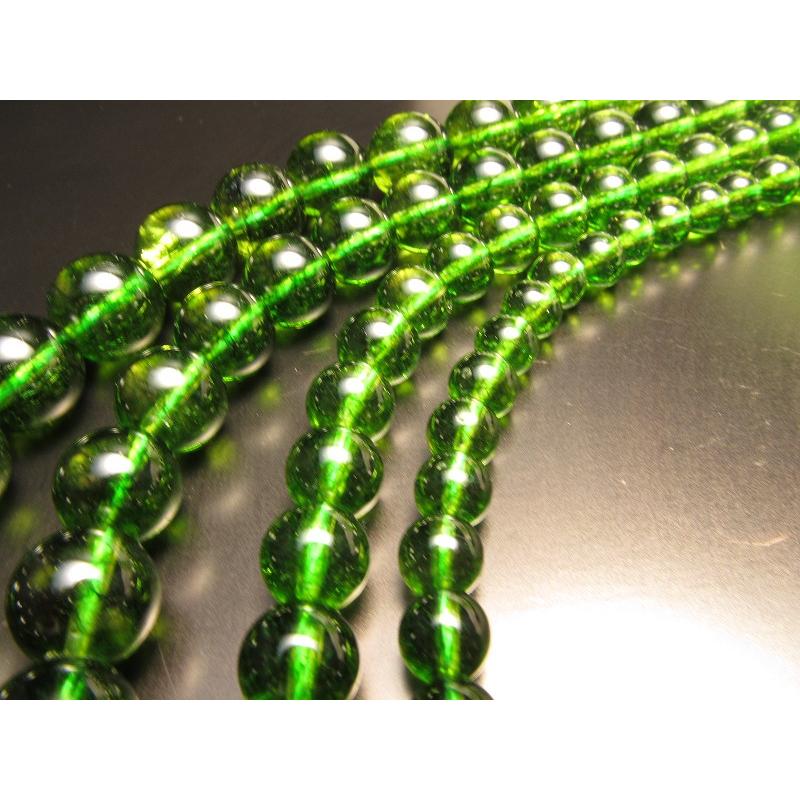 2A 10mm-10.5mm珠 オリーブグリーン クォーツ 一連 約38-40cm 透明