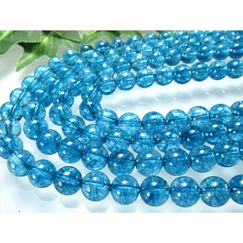 2A 10mm-10.5mm珠 スイスブルー クォーツ 一連 約38-40cm 透明