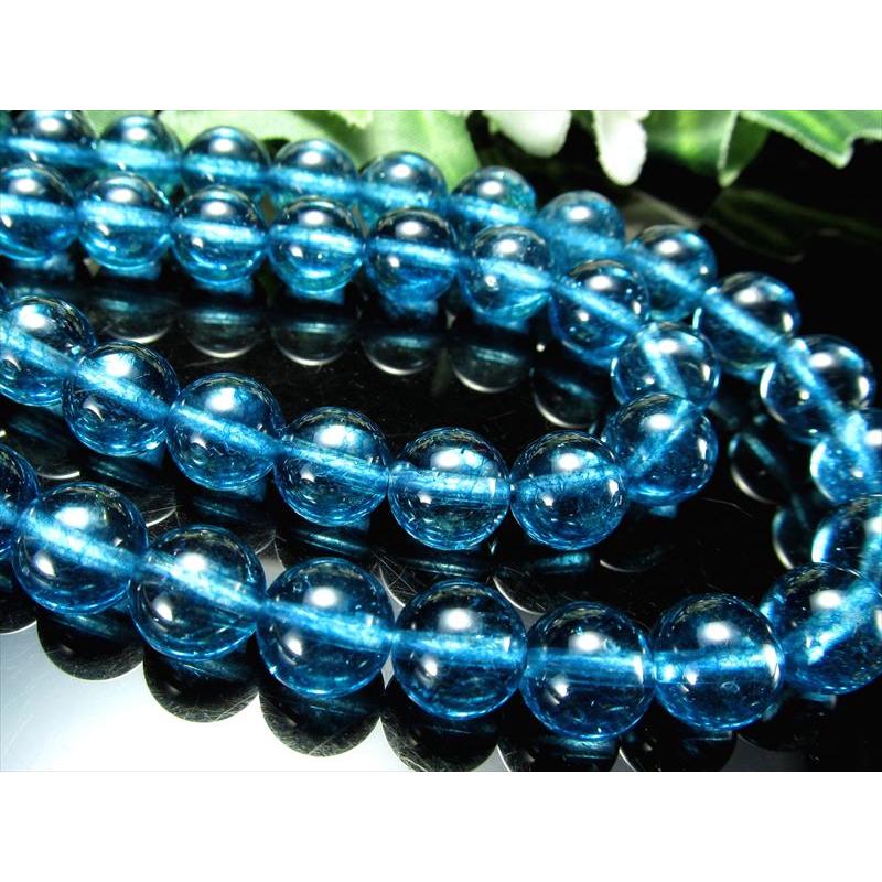 2A 10mm-10.5mm珠 スイスブルー クォーツ 一連 約38-40cm 透明