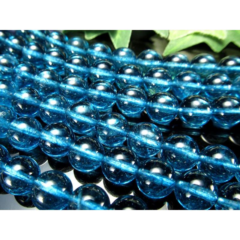 2A 10mm-10.5mm珠 スイスブルー クォーツ 一連 約38-40cm 透明